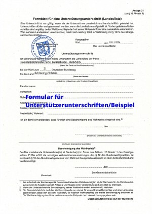 unterstützerunterschriften landesliste formular beispiel
